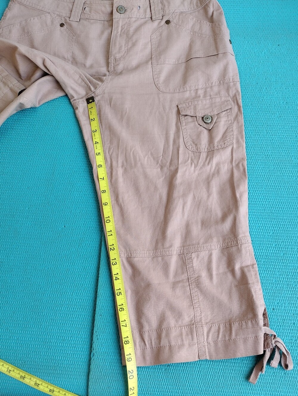 Dressbarn Women's Cargo Capri Pants Ties at Calf - Mauve - Size 8 - Picture 2 of 8